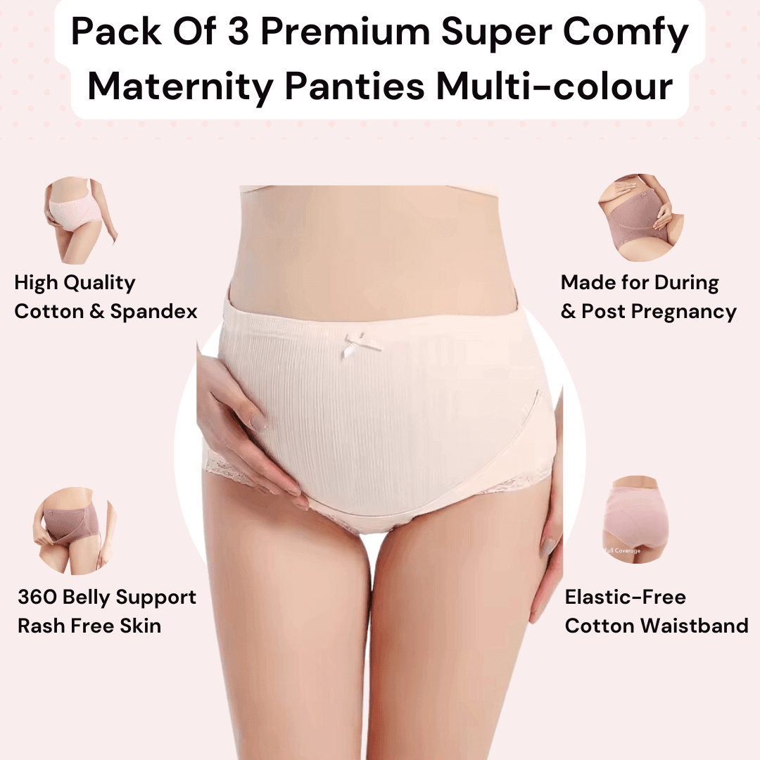 Pack of 3 Premium Super Comfy Maternity Panties - Mutlicolor