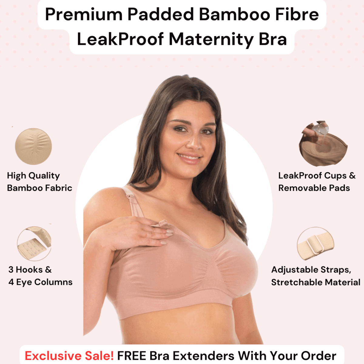 Premium Padded LeakProof Nursing Bras with Removable Pads