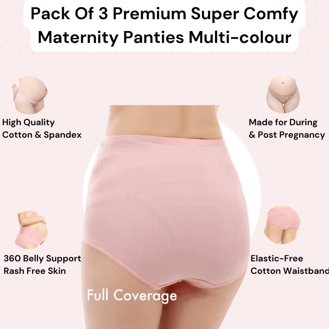 Pack of 3 Premium Super Comfy Maternity Panties - Mutlicolor