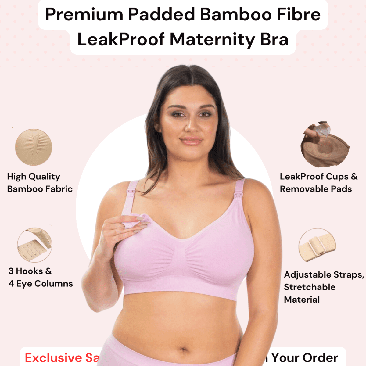 Premium Padded LeakProof Nursing Bras with Removable Pads