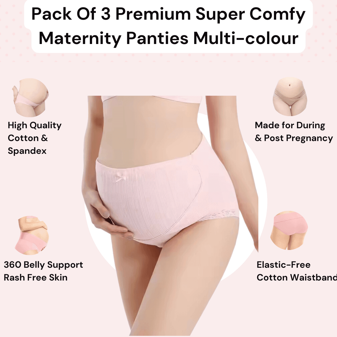 Pack of 3 Premium Super Comfy Maternity Panties - Mutlicolor