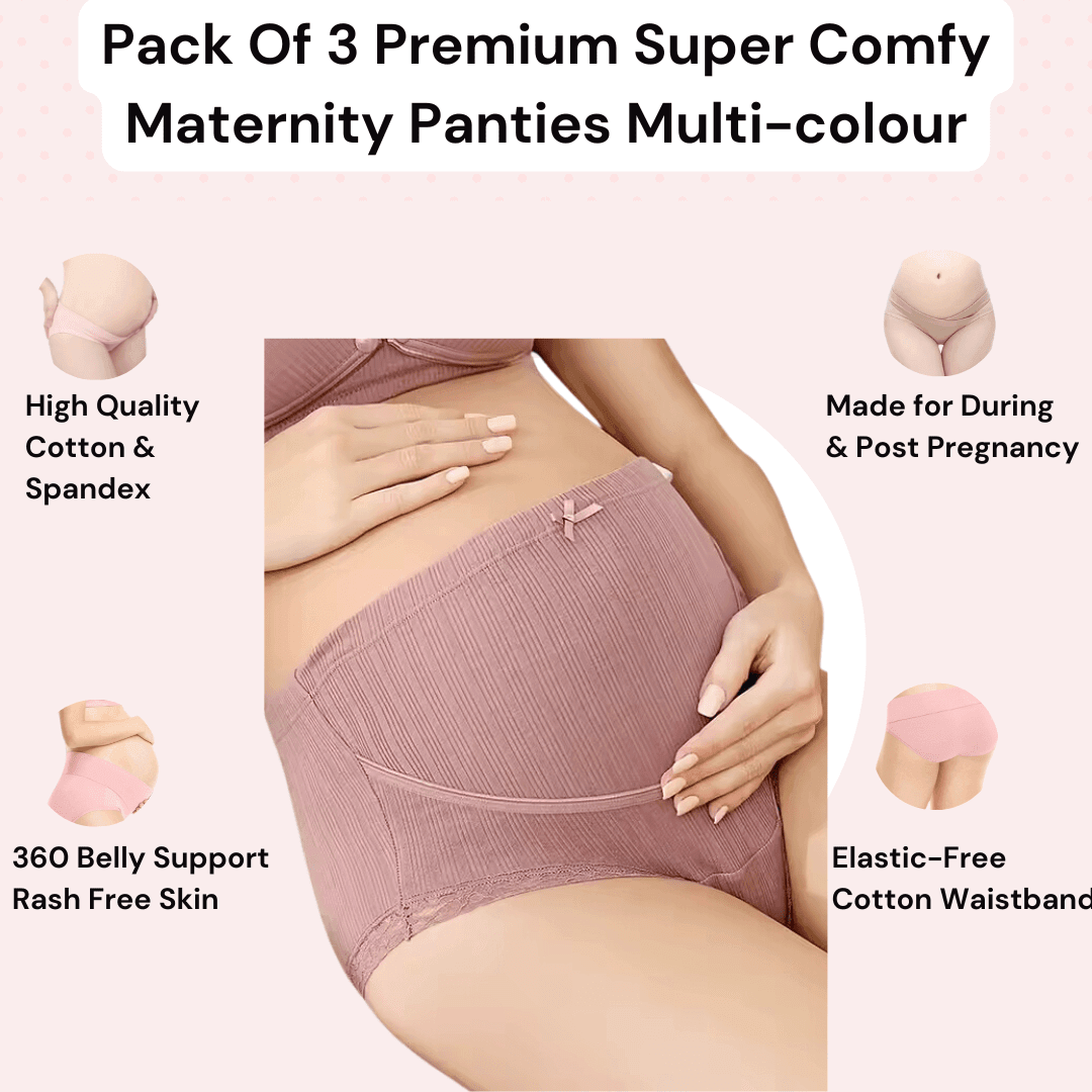 Pack of 3 Premium Super Comfy Maternity Panties - Mutlicolor