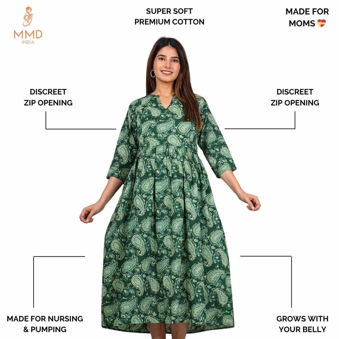 Premium Super Cotton Maternity Zip Kurti-Dress