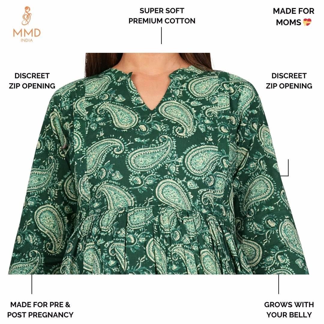 Premium Super Cotton Maternity Zip Kurti-Dress