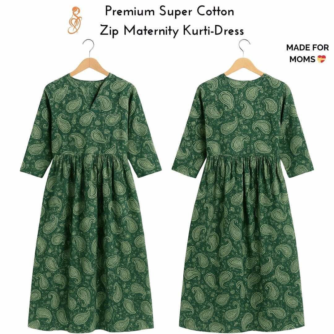 Premium Super Cotton Maternity Zip Kurti-Dress