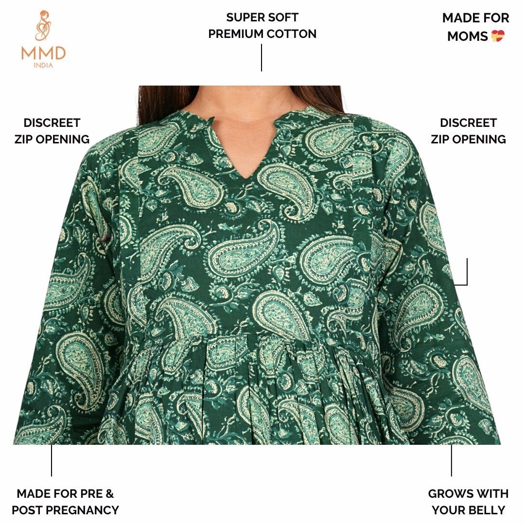 Premium Super Cotton Maternity Zip Kurti-Dress
