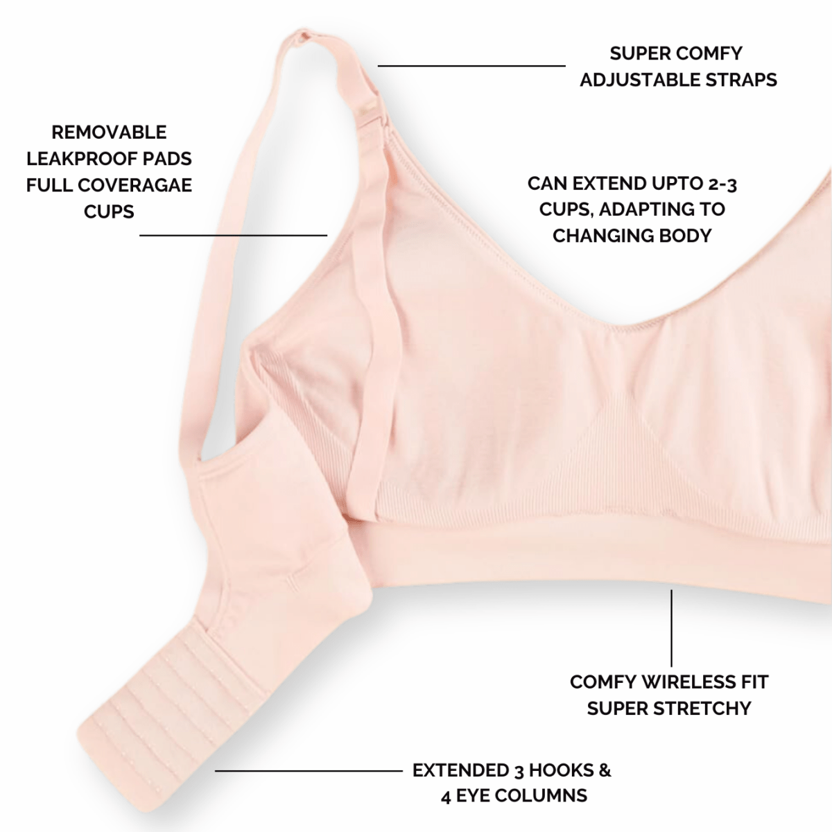 Pack of 3 Premium Padded LeakProof Nursing Bras with Removable Pads