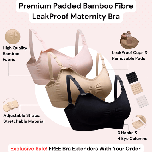 Pack of 3 Premium Padded LeakProof Nursing Bras with Removable Pads