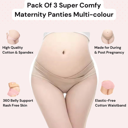 Pack of 3 Super Comfy Maternity Panties - Mutlicolor